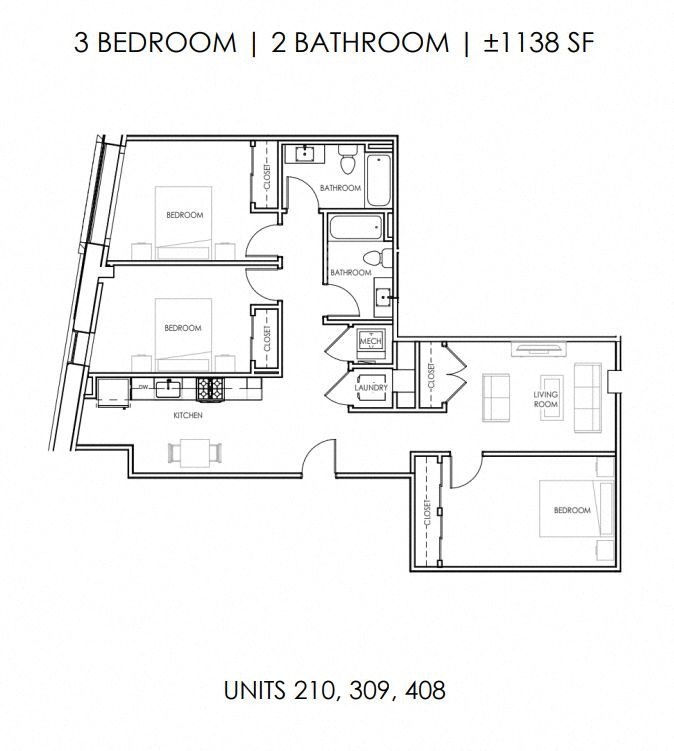 Three Bedroom Two Bath Large